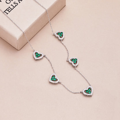 [Together]Sparkling Five Heart Necklace