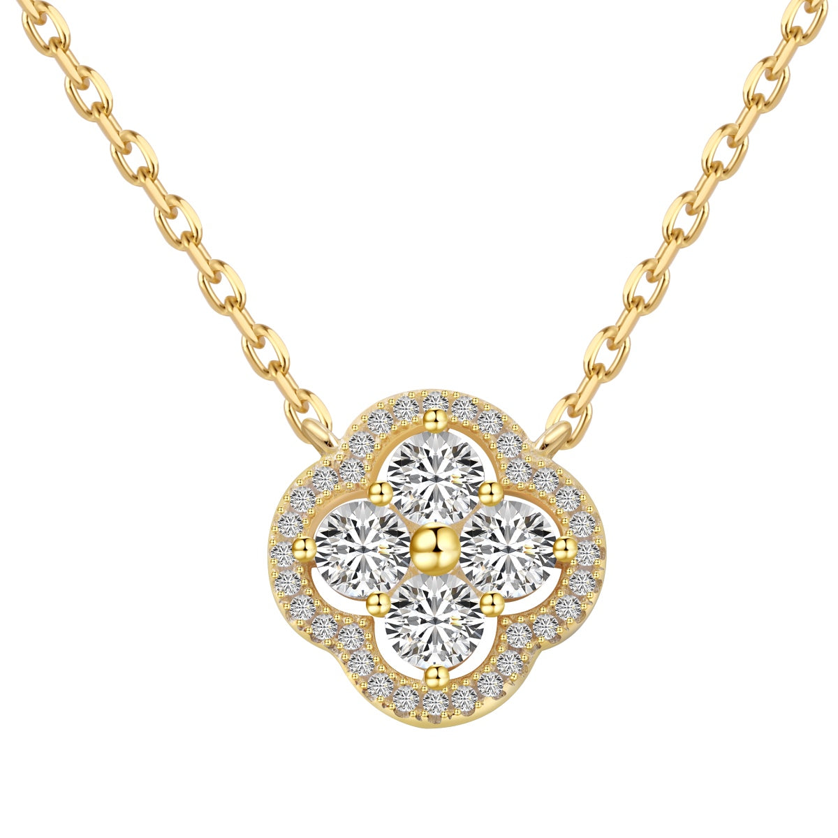 [Together]Exquisite Necklace With Four-Leaf Clover Flower Design