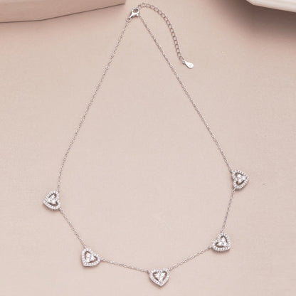 [Together]Sparkling Five Heart Necklace