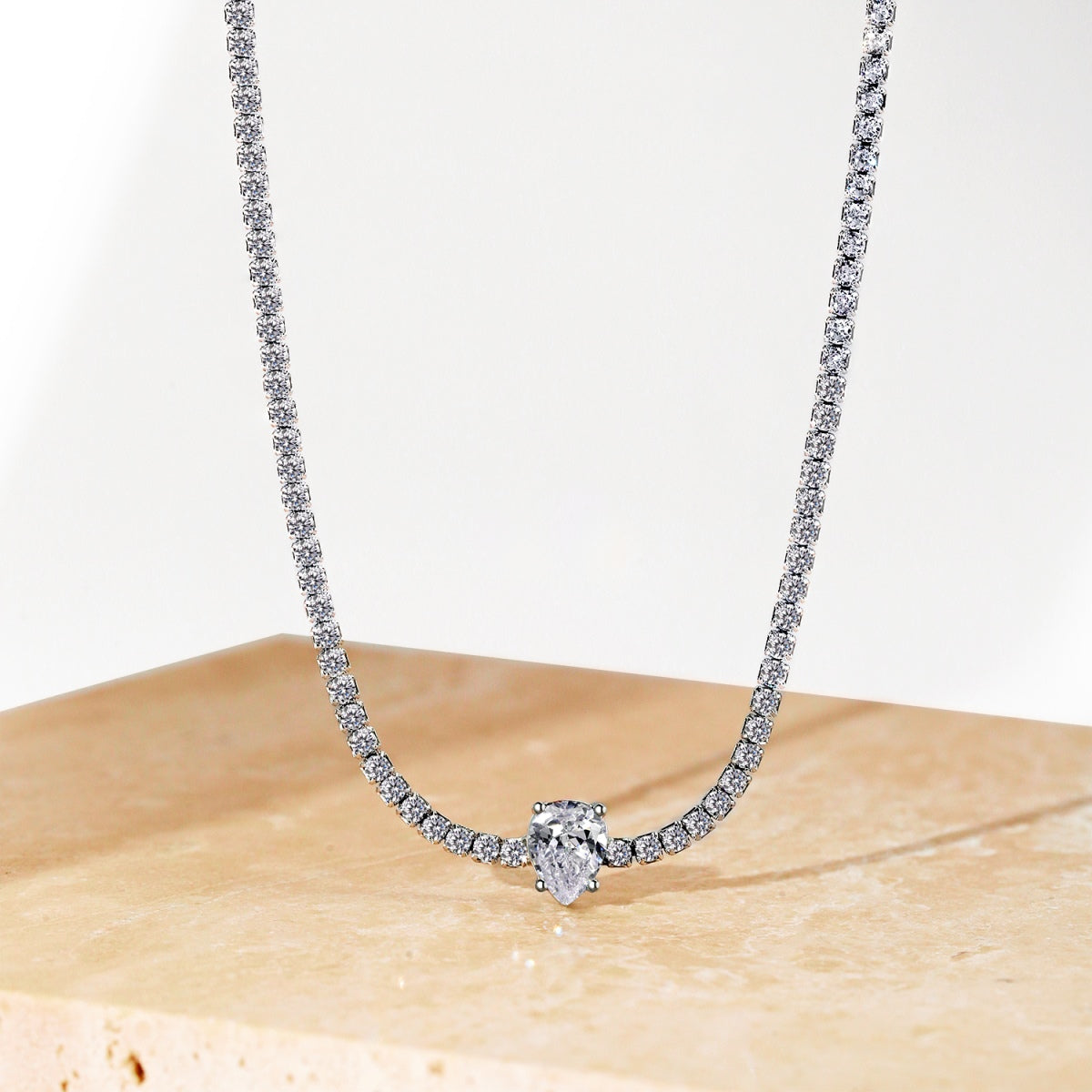 [Together]1.0 carat Unique Pear Cut Tennis Necklace