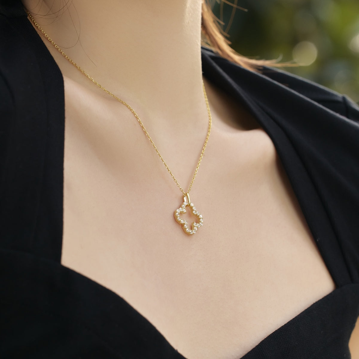 [Together]Four-Leaf Clover Hollow Design Exquisite Necklace