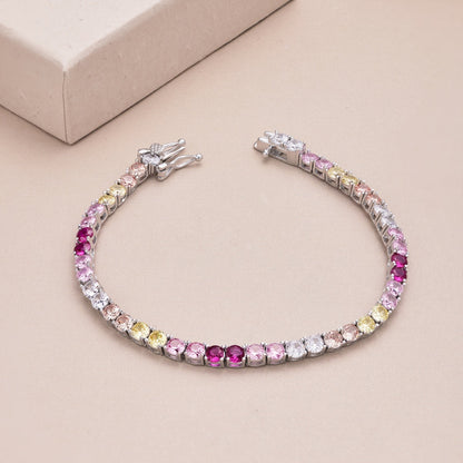 [Together]Radiant Colorful Round Cut Tennis Bracelet