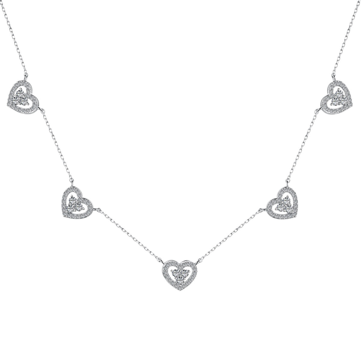 [Together]Sparkling Five Heart Necklace