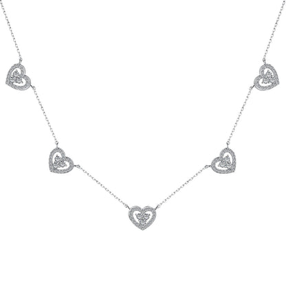 [Together]Sparkling Five Heart Necklace