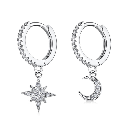 [Together]Star and Moon Asymmetric Earrings