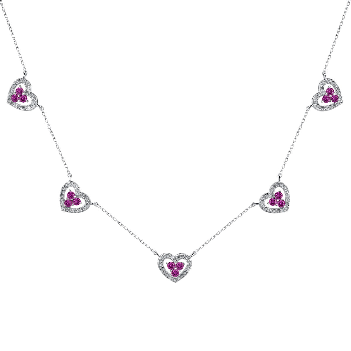 [Together]Sparkling Five Heart Necklace