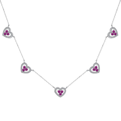 [Together]Sparkling Five Heart Necklace