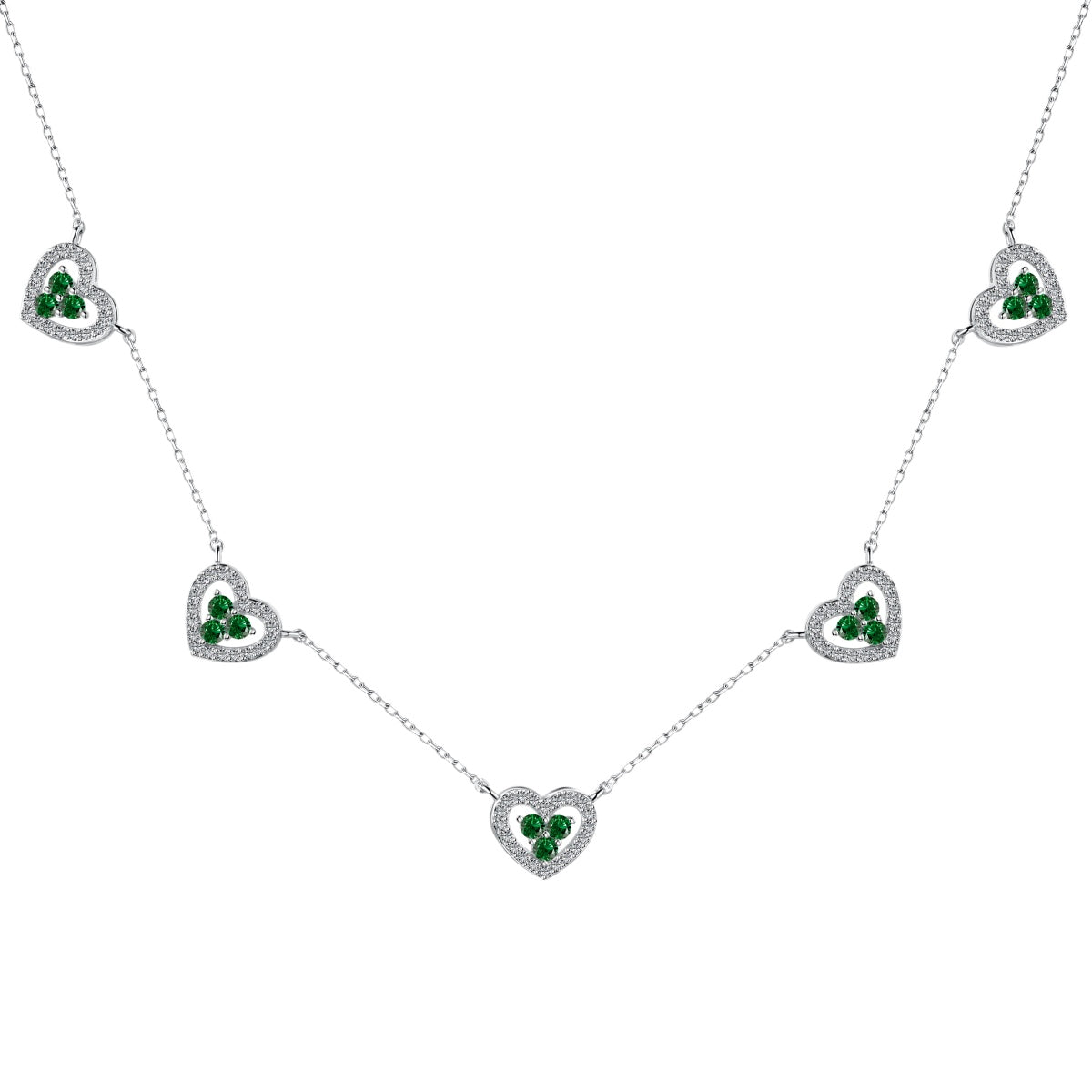 [Together]Sparkling Five Heart Necklace