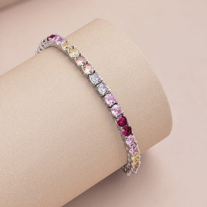 [Together]Radiant Colorful Round Cut Tennis Bracelet