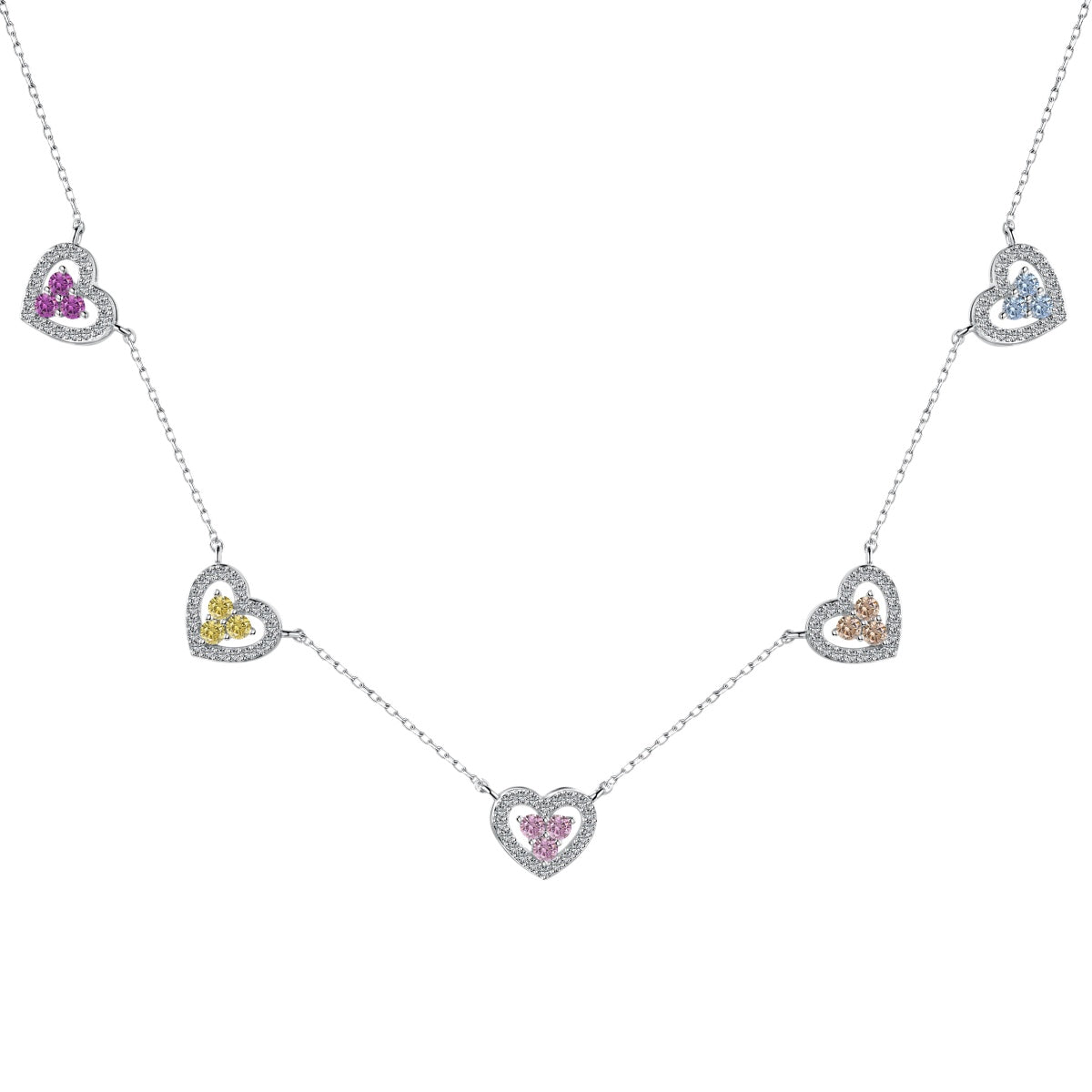 [Together]Sparkling Five Heart Necklace