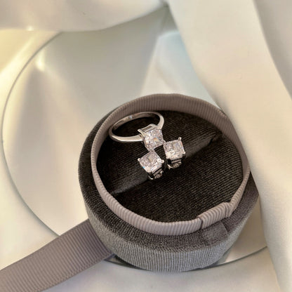 [Together]1.0 Carat Radiant Princess Cut Wedding Earrings