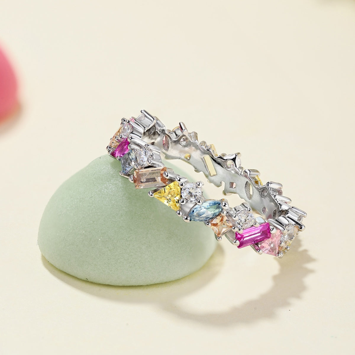 [Together]Dazzling Polychromatic Multi cut Daily Ring