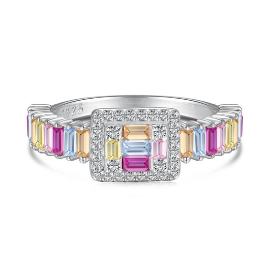 [Together]Exquisite Colorful Radiant Cut Party Ring