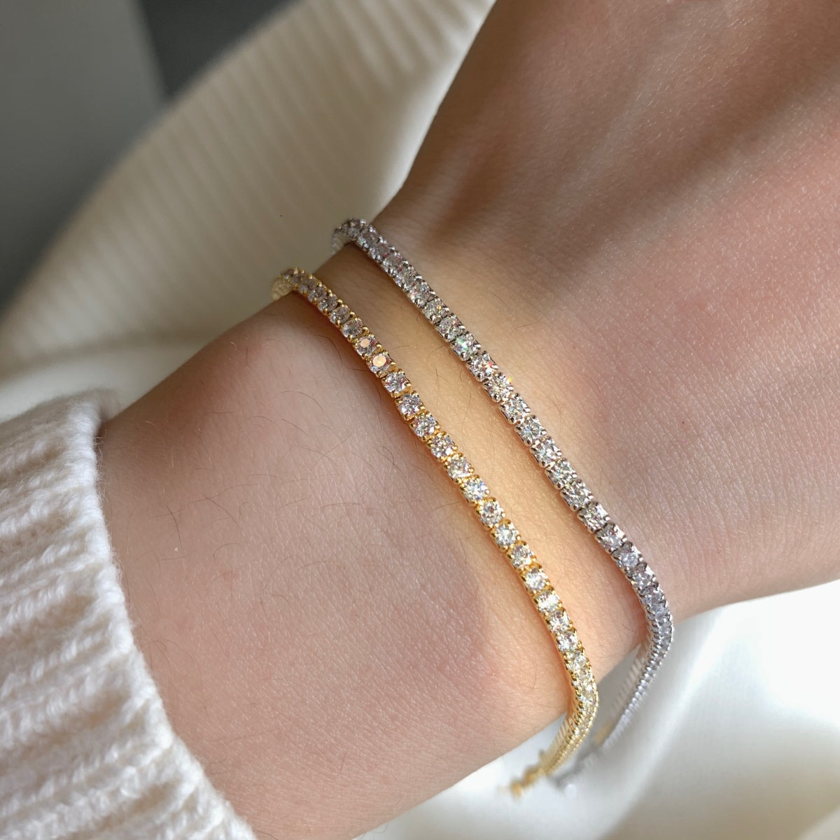 [Together]Radiant Shinning Princess Cut Tennis Bracelet