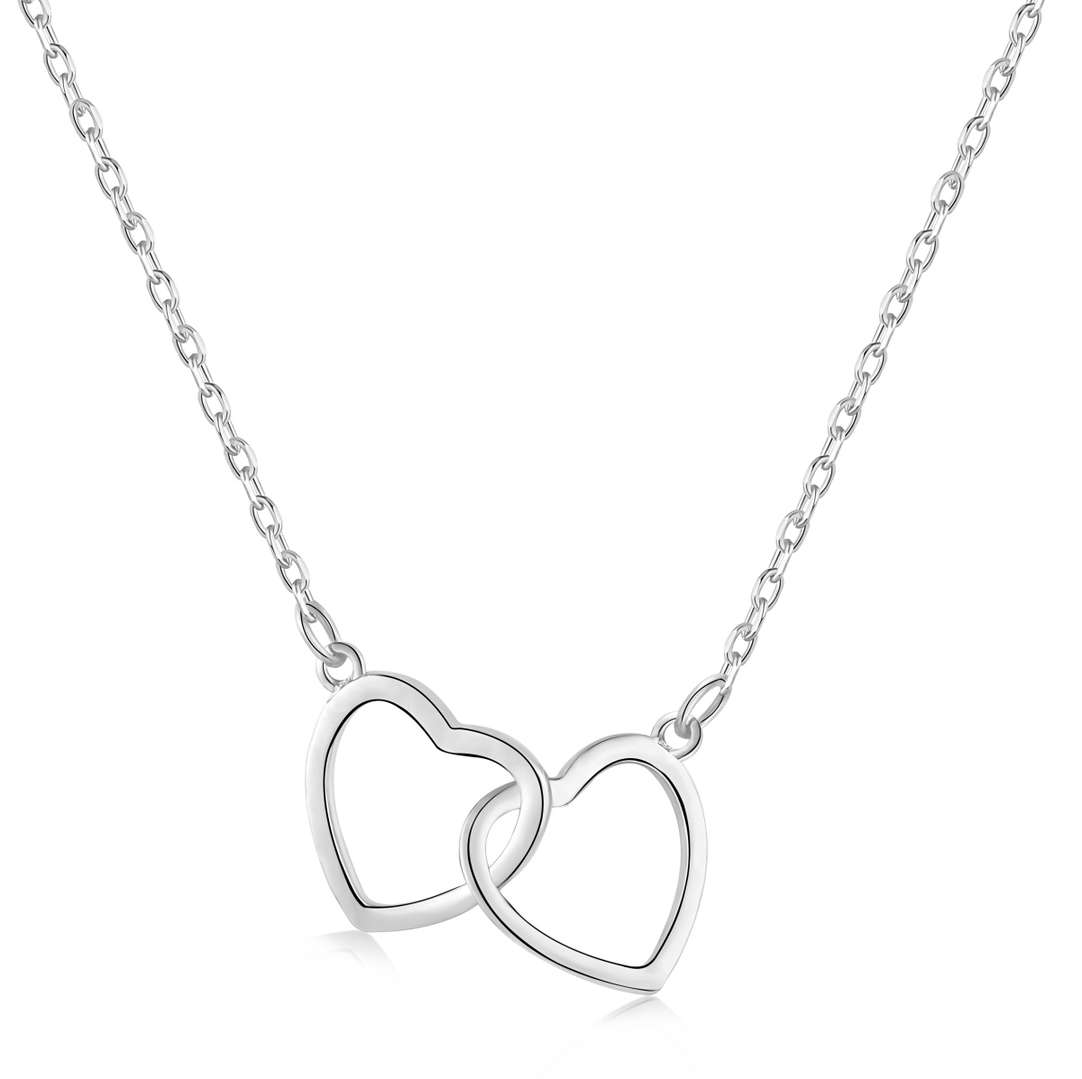 [Together]Sterling Silver Love Double Ring Necklace