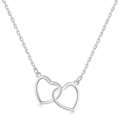 [Together]Sterling Silver Love Double Ring Necklace