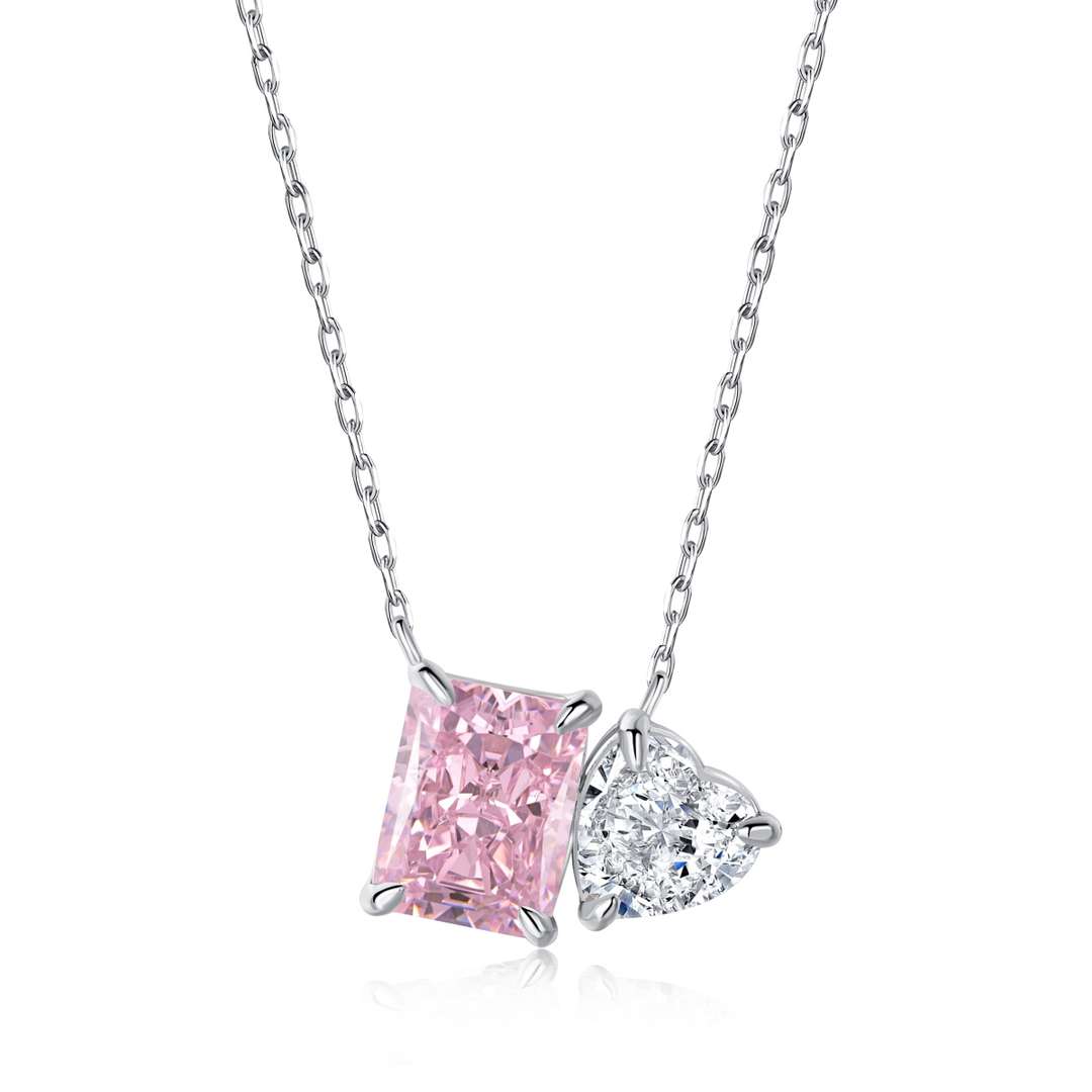 [Together]Dazzling Square & Heart Shape Necklace