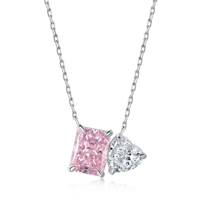 [Together]Dazzling Square & Heart Shape Necklace