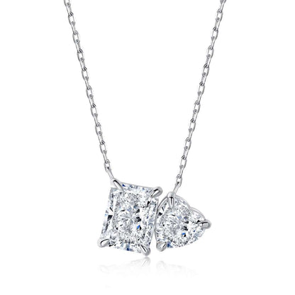 [Together]Dazzling Square & Heart Shape Necklace