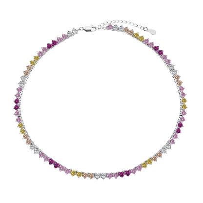 [Together]Sparkling Colorful Full Heart Tennis Necklace