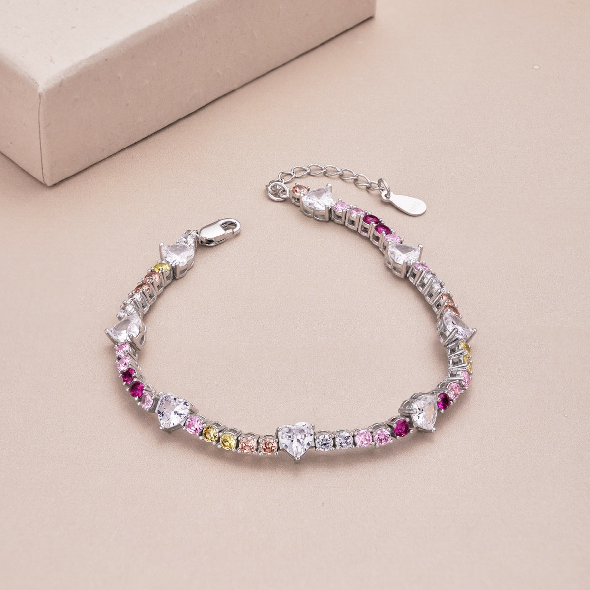 [Together]Romantic Heart Shape Round Cut Lover Bracelet