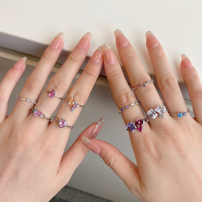 [Together]Radiant Colorful Round Cut Daily Ring