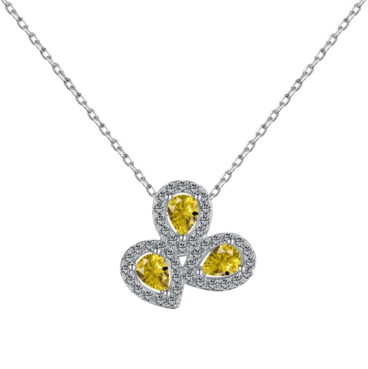 [Together]Elegant Flower Shape Pear Cut Necklace