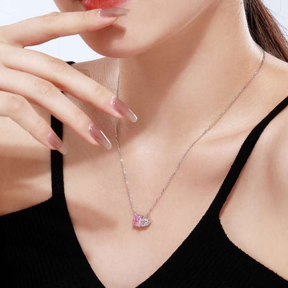 [Together]Dazzling Square & Heart Shape Necklace