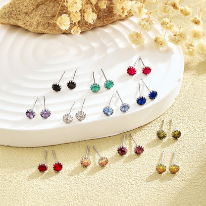 [Together]Sparkling Colorful Round Shape Earrings