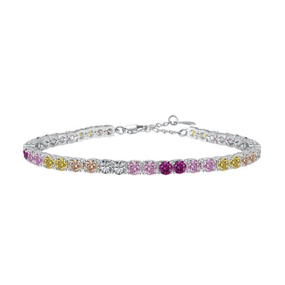 [Together]Radiant Colorful Round Cut Tennis Bracelet