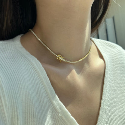 [Together]Delicate Round Shape Tennis Necklace