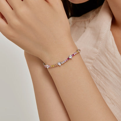 [Together]Romantic Heart Shape Round Cut Lover Bracelet