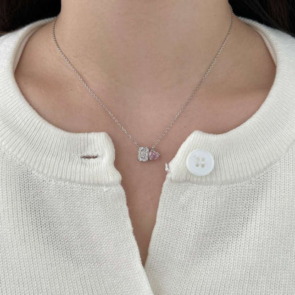 [Together]Dazzling Square & Heart Shape Necklace