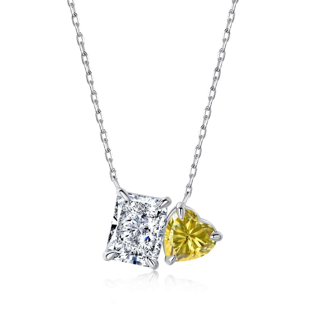 [Together]Dazzling Square & Heart Shape Necklace