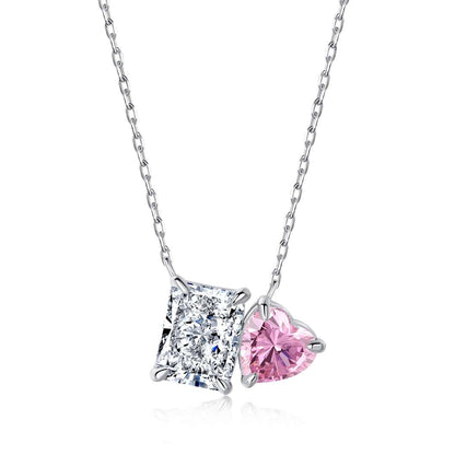 [Together]Dazzling Square & Heart Shape Necklace