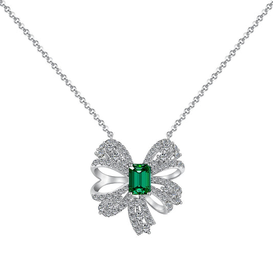 [Together]Luxurious Flower Shape Emerald Cut Necklace