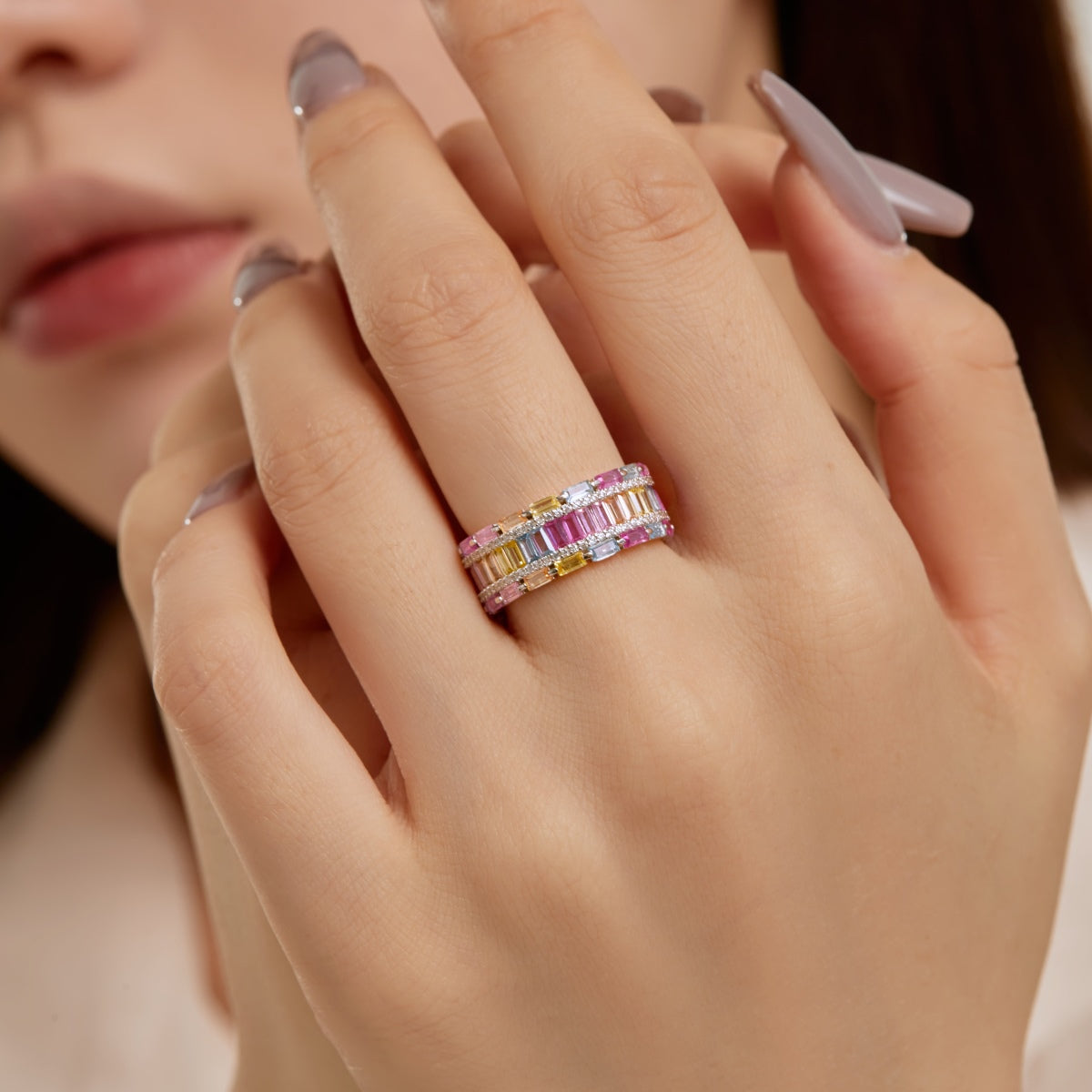 [Together]Dazzling Colorful Radiant Cut Party Ring