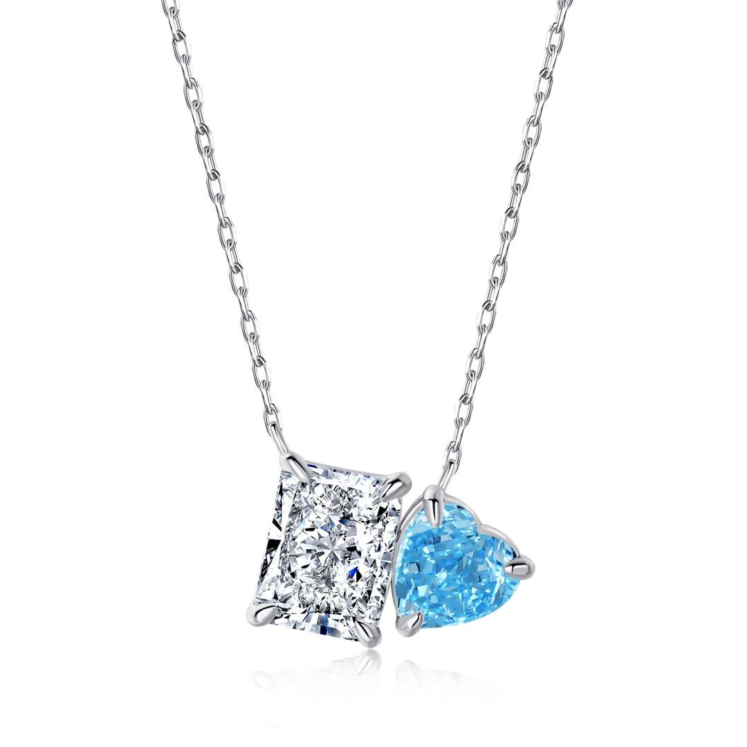 [Together]Dazzling Square & Heart Shape Necklace