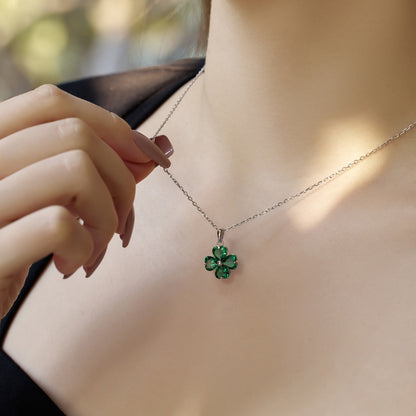 [Together]Heart-Shaped Four-Leaf Clover Bead Necklace