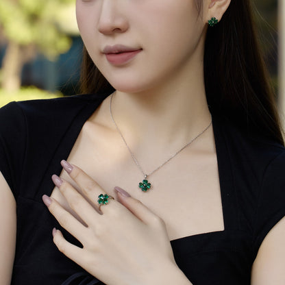 [Together]Heart-Shaped Four-Leaf Clover Bead Necklace