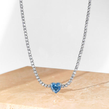 [Together]2.0 Carat Sparkling Tennis Heart Cut Necklace