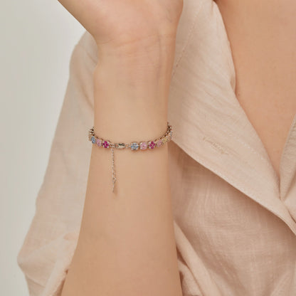 [Together]Delicate Colorful Emerald Cut Daily Bracelet