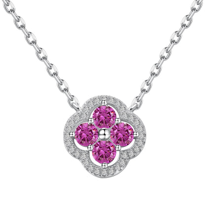 [Together]Exquisite Necklace With Four-Leaf Clover Flower Design