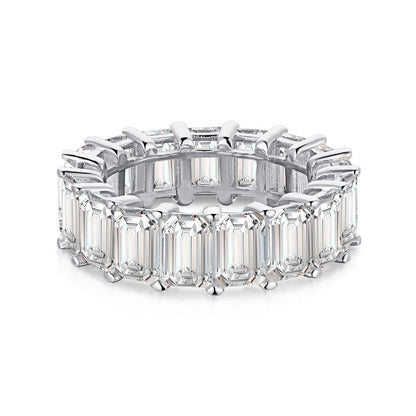 [Together]0.75 Carat Elegant Emerald Cut Tennis Ring